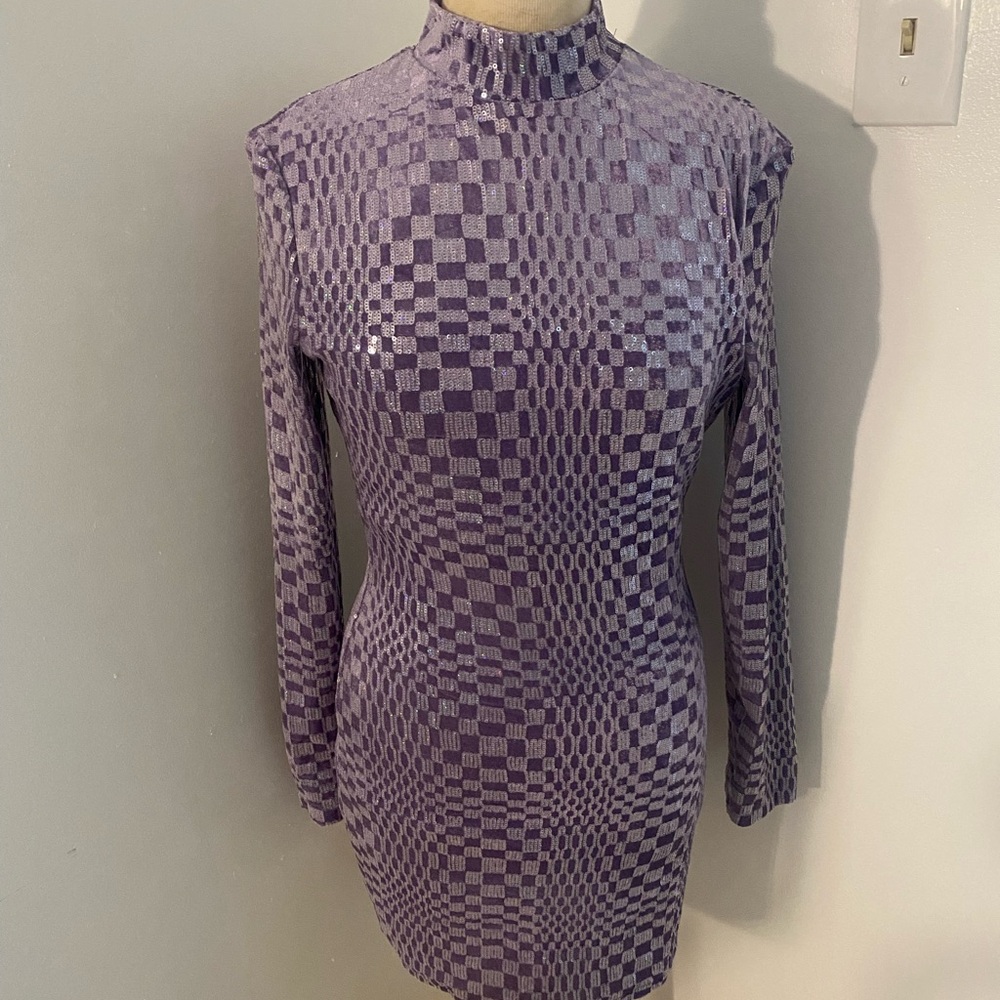 Fashion Nova Sequin Bodycon Dress Long Sleeve